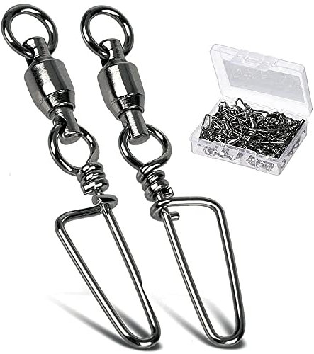 9Tong Kugellager Wirbel mit Coastlock Snap, Edelstahl geschweißter Ring für Angeln Salzwasser Standard Schwarz 25pcs 180lbs