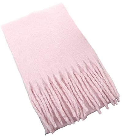 WLLDDDIU Strickschal Damen,Winterschals Rosa Weicher Warmer Schal Dicke Decke Dicke Zöpfe Quaste Kaschmir-Feeling-Schal Langer Großer Winterschal Trendige Stola-Schals Für Frauen Mädchen
