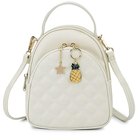 VX VONXURY Rucksack Damen Klein, Mini Rucksack Elegant, Pu Leder 2 in 1 Reiserucksack mit Abnehmbarem Riemen für Reisen Arbeit Freizeit Schule (Beige)