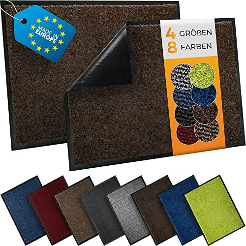 TIMELEOS Paillasson Anti-salissures, très Forte Absorption de la saleté et de l'humidité, pour Porte d'entrée, imperméable, Lavable, résistant (Taupe, 60 x 90 cm)