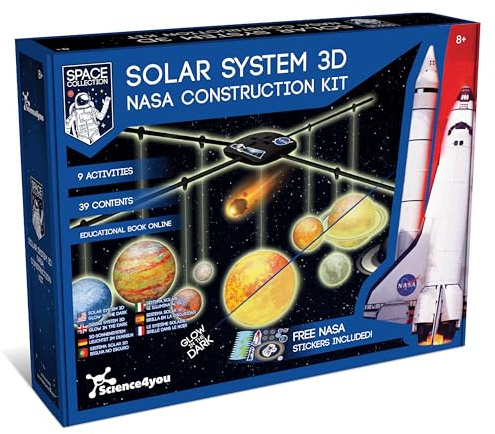 Science4you Sonnensystem 3D NASA im Dunkeln leuchten - Bauen Sie Ihr eigenes Sonnensystem, Planeten und Machen Sie EIN räumliches Kunsthandwerkserlebnis mit diesem Modellbausatz für Kinder 8 9 10 11+