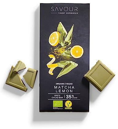 SAVOUR Chocolat | vegan, bio, sans gluten (Matcha & Citron, 35% Cacao, 5 bars)
