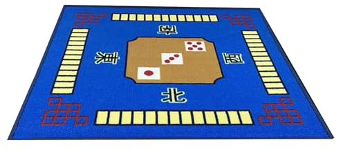 Game Table Mat For Mahjong/Poker/Card Games/Board Games/Tile Game/Dominoes - Roll-up Gaming Mat With Carrying Bag (Color : Blue, Size : 32.7x32.7inch)