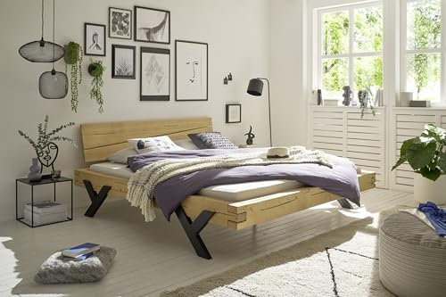 möbelando WORB Modernes Massivholzbett 180x200 - Komfortables & hochwertiges Balkenbett aus massiver Fichte - 202 x 85 x 230 cm (B/H/T)