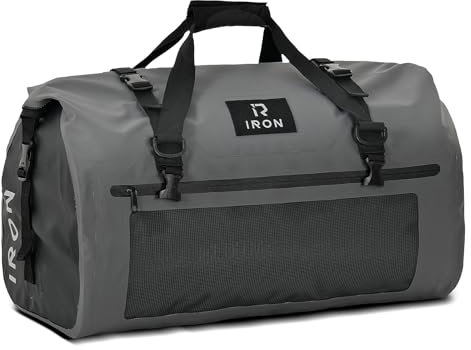 IRON JIA'S Motorradtasche Gepäckrolle wasserdichte Motorrad Hecktasche Satteltasche Reisetasche mit rollversiegelten Schultergurten geeignet für Motorrad Radfahren Camping Wassersport Grau-30L