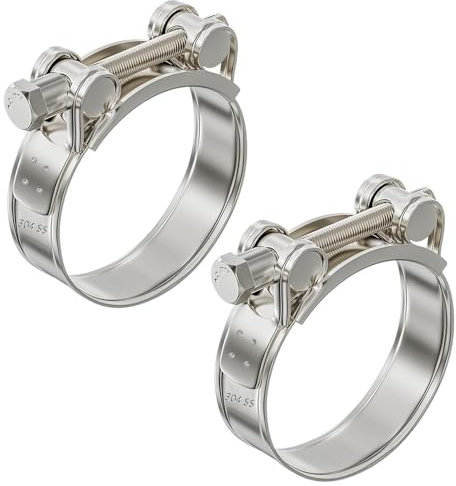 Fascetta di Scarico Turbo 60-63mm Morsetto di Scarico per Moto 2PCS Morsetto per Tubo di Scarico Durevole Resistente alla Corrosione e Alla Ruggine per Officine di Tubature Dell'acqua (2, 60-63mm)