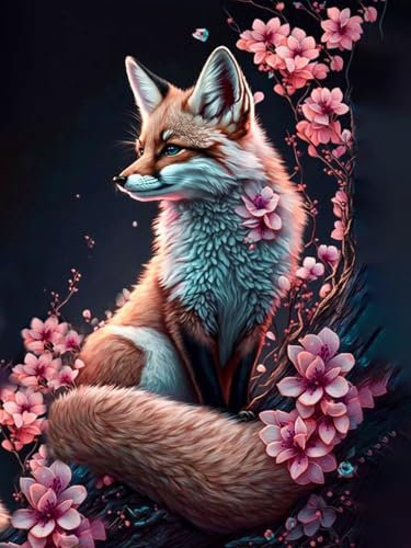 Gemartmall Diamond Painting Fuchs- Fuchs Diamant Painting Bilder Erwachsene, 5D Diamond Paintings Tiere als Geschenk für Home Wand Décor (30x40 CM)