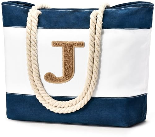 oscaurt Strandtasche Groß Tote Taschen Damen Bag Shopper Reisetasche Wasserdicht Weekender Strandtasche XXL Familie Faltbare Umhängetasche Sporttasche Geschenke für Frauen (J, Dunkelblau)