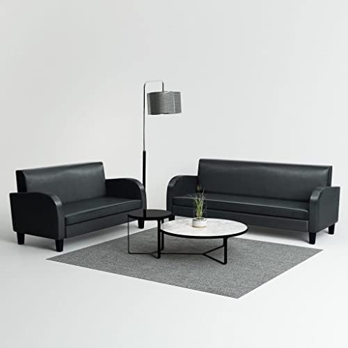 Willood 2-TLG. Sofa-Set Kunstleder Schwarz
