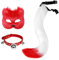 keland Pelzige Katze Fuchs Maske Fuchsschwanz Therian Gear Leder Choker Katzenkostüm Damen (Rot)