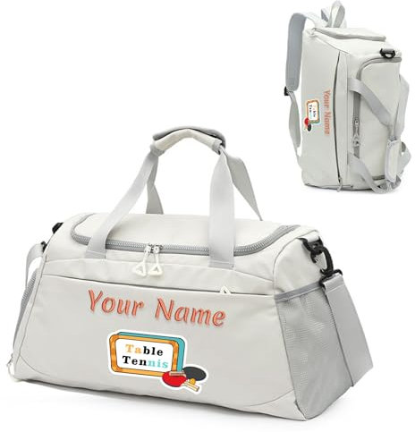 Personalisierte Tanz-Yoga-Tasche für Frauen und Mädchen, Individuelle Reisetasche mit Namen - Mit Schuhfach Nass und Trockenfach - Tragetasche/Rucksack mit Doppeltem Verwendungszweck-Weiss