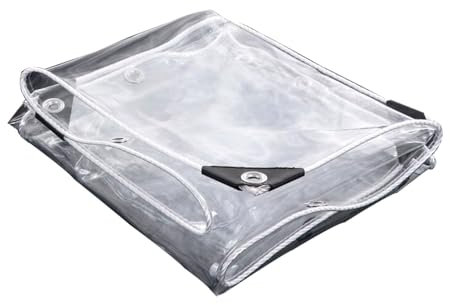 DSFHVBDD Lona Impermeable Exterior Transparente 3x3, Lona de Protección Piscina, Lona Alquitranada Duradera, Lona Transparente para Camping, Protección de Vehículos, Muebles de Jardín, Leña