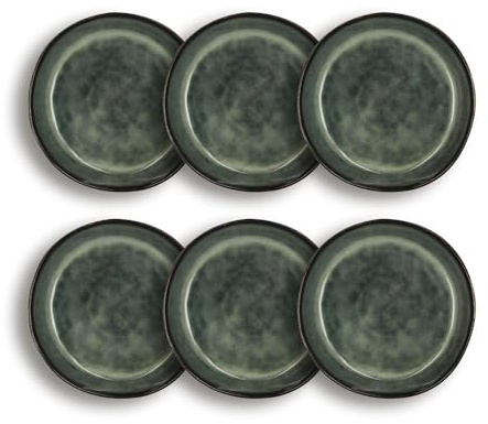 OGO LIVING - Lot 6 assiettes coupes grenada 20cm en grès vert foncé - 2614492