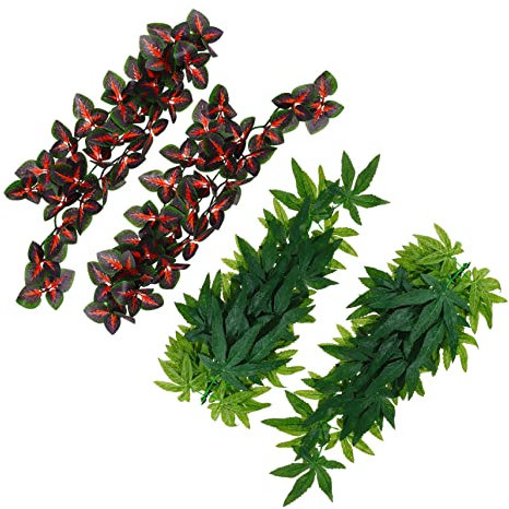 YARNOW 4pièces Plantes Artificielles Suspendues Rattan pour Terrarium Et Aquariums Décorations pour Habitats De Reptiles avec Ventouses