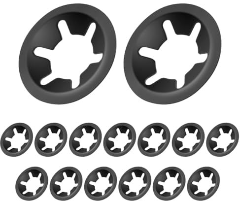 BOUMVID Rondelle di Bloccaggio Metallo M5 x 14mm, 15 Pezzi Rondella di Bloccaggio Sicurezza Denti, Rondella di Fissaggio con Dente Interno, Nero Acciaio 65Manganese Interno Lock Rondelle