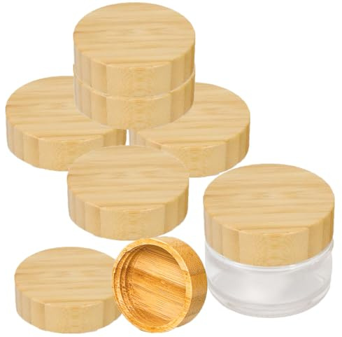 SMTCM 5 Stück Bambusdeckel 40mm Natürlicher Holzdeckel Rund Bambus Ersatzdeckel Flaschendeckel Schraubdeckel Mason Jar Deckel Wiederverwendbare Deckelkappen für Kosmetikbehälter Gewürz Gläser
