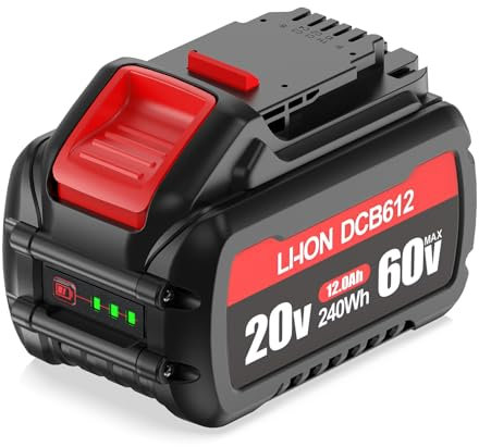 20V 60V 12.0Ah Replace for Dewalt 60V Flexvolt Battery, Replacement 12000mAh for DCB609 DCB606 DCB612 DCB606-2 DCB200 DCB201 DCB203 DCB204 DCB206 DCB207 DCB209 for Power Tools 1PACK