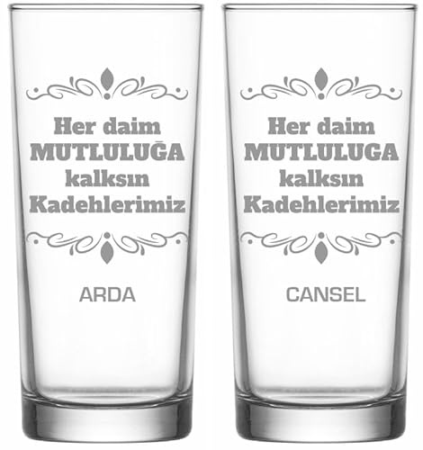 Raki Gläser mit Gravur Glas Raki Bardagi Bardak Rakigläser mit Name (Her daim mutluluga)