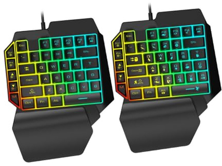 jojofuny Teclado Mecánico Sola Mano para Zurdos, 39 Teclas, Interfaz USB, Portátil y Ligero, Uso en Casa Teléfono