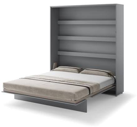 Friderik Bed Concept BC-013 Wandklappbett Vertikales Schrankbett ohne Matratze, 180x200 cm (Grau)