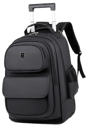 AsrMyjcx Sac à Dos pour Ordinateur Portable, Porte-Documents à roulettes avec roulettes, Noir