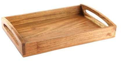 Hazelton Oaks Mango Wood Rectangle Serving Trays – Small, Decorative Wooden Tray with Built-in Handles for Food Serving, Display, or Organising – Durable Kitchen Tray (SMALL)
