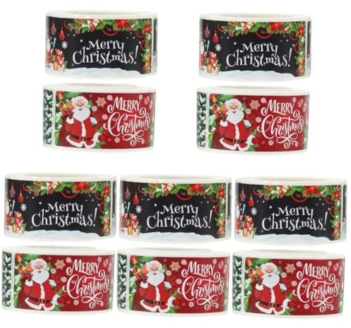 NUOBESTY 5 Sätze Weihnachtsaufkleber Klebesticker Stickers Aufkleber Klebeetiketten Für Weihnachten Für Adressetiketten Tür Frohe Weihnachten Danke 2 Rollen * 5
