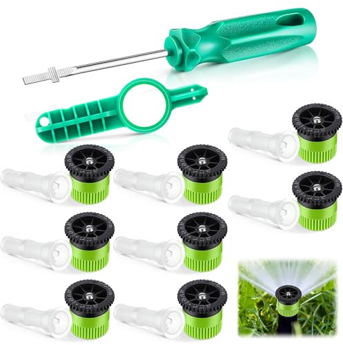 Gulfmew 18 Pieces Sprinkler Nozzle Tool Kit Compatible with RainBird/Hunter Pop up Sprinkler Includes Variable Arc Nozzle with Filter &Sprinkler Rotor Adjustment Tool for Lawn Irrigation System(10Van)