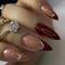 24PCS Almond Medium Long Press-On Nails, French Red Glitter Design With Glossy Finish, Full Cover Fake Nails For Women