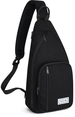 Hanke Crossbody-Tasche für Damen, Reise- und Schultertasche für Herren, passend für 27,9 cm (11 Zoll) Tablet, Segeltuch, Umhängetasche, Brusttasche, Schwarz, 9.06 inches