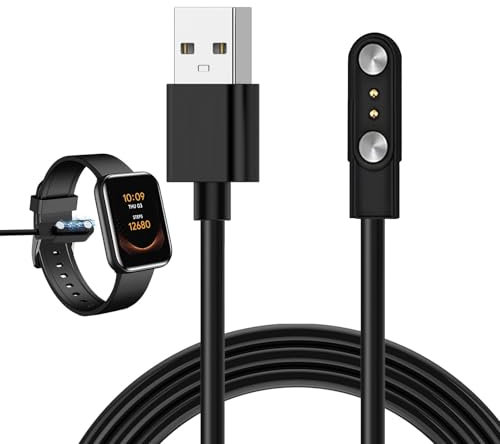 Universal Smartwatch Ladekabel Magnetisch, USB Ladegerät für Smartwatch/Fitness Tracker, 2 Polig Magnetisch, 4mm Polig Pitch, Schnelles und Sicheres Laden für Smartwatches