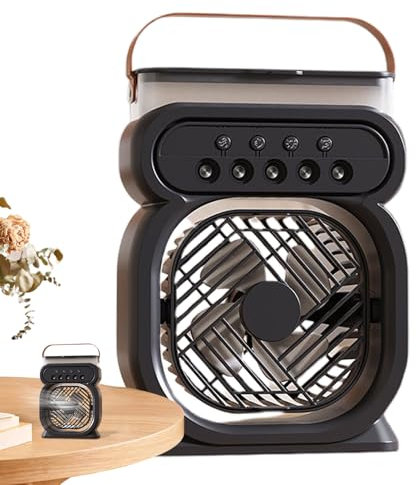FmtwPhn Fan with Mist | Rechargeable Mist Fan Personal Air Cooler | Adjustable 3 Wind Speeds 450ml Water Tank with 7 Colors Night Light for Beach, Cruise, Hiking, Fishing