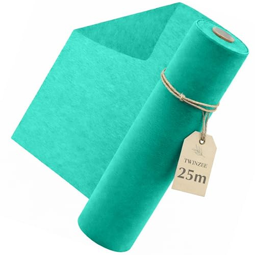 Twinzen Vlies Tischläufer 30 cm x 25 m Wiederverwendbar Türkis | Weiche Oberfläche · Individuell zuschneidbar · Perfekt für festliche Anlässe · Vielseitig einsetzbar · Langlebiges Material