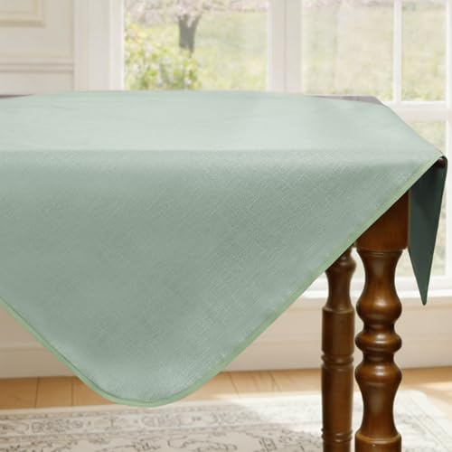 FIBORIA Kleine Waschtuch Tischdecke 100x100 Grün mit Saum Quadratisch Mitteldecke PVC Tischdecke wetterfest wasserdicht Fleckenschutz für Frühling,Ostern,Café Tisch,Wohnzimmer,Beistelltisch,Balkon