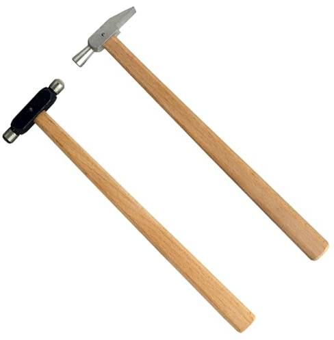 2 Piece Mini Precision Hammers Set | Swiss Style Watchmakers & Ball Pein Hammers with Hardwood Handles | Ideal for Jewellery Making, Watch Repair, Crafts and Hobbies