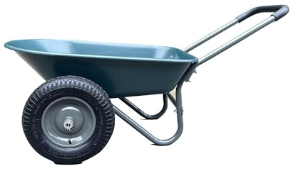 Virimolo Brouette de jardin à deux roues – Capacité de 270 kg – Chariot utilitaire robuste – Design stable à deux roues avec pneus pneumatiques tout-terrain et plateau en polyéthylène antirouille