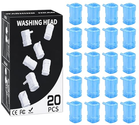 Tattoo Needle Washer, Disposable Blue Nozzle for Tattoo Machine Cleaning, 1″ x 1″ x 1.78″ (20)