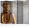 RAUMTEILER/PARAVENT B&D XXL - Paravent Raumteiler Innen Spa Zen Buddha 225x172 cm 5-teilig Einseitig Raumtrenner Trennwand Holz Room Divider Spanische Wand Raum Abtrennung braun grau