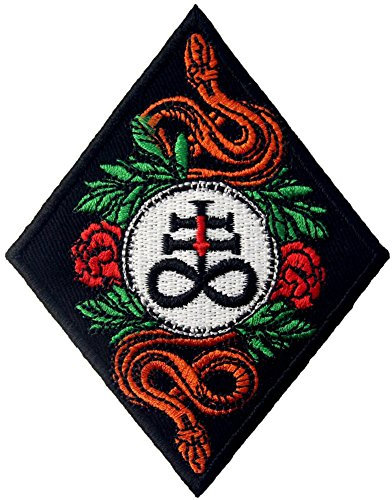 Aufnäher, bestickt, Design: Das Leviathan-Kreuz, Satans Kreuz, zum Aufbügeln oder Aufnähen