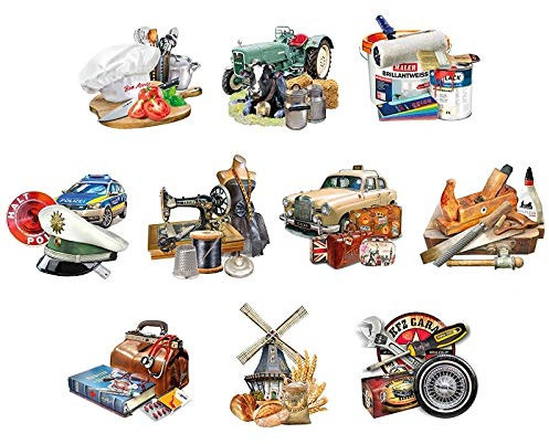 Ideen mit Herz 3-D Motive, ausgestanzt, ca. 7-10 cm, 10 Stück im Beutel | Bilder zum Basteln & Dekorieren | Grußkarten selber machen | Bildmotive für Scrapbooking & DIY-Deko (Berufe)