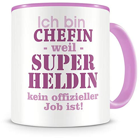 Samunshi® Ich bin Chefin Tasse Beruf Geschenk Kaffeetasse Teetasse Kaffeepott Kaffeebecher Becher rosa