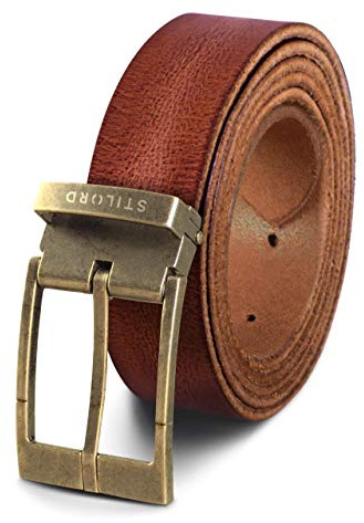 STILORD Vintage Ledergürtel Herren Damen Universal Kürzbar Echtledergürtel Herrengürtel Damengürtel Büffelleder, Farbe:toskana - braun | Schnalle antik - bronzen I I, Größe:Universal 80-130 cm