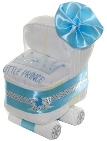 Gâteau de couches Chariot à couches bleu pour garçon - Cadeau de naissance garçon