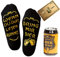 Lucadeau Bier Socken + Flaschenöffner Gold, Geschenk für Männer zum 40. 50. 60. Geburtstag, Vatertag Geschenk, Wenn Du das lesen kannst bring mir Bier (Socken + Öffner Gold)