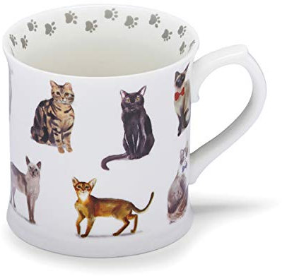 Cooksmart British Designed Tankard Coffee Mug | Ceramic Coffee Mugs for Home or Work | Large Mugs for Hot Drinks | Tea and Coffee Cups - Curious Cats