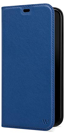 WIIUKA Hülle für iPhone 12/12 Pro Lederhülle, Deutsches Premium Leder, mit Kartenfach, extra Dünn, Handyhülle mit Standfunktion, Tasche Blau