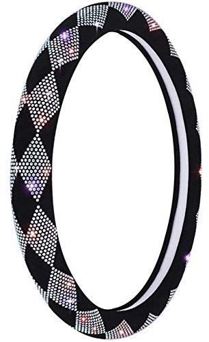 Bling Bling Lenkradbezug,MoreChioce Luxuriös Samt Kristall Lenkrad Abdeckung Bunt Glitzer Auto Lenkradhülle Diamant Universal Lenkradschoner Anti Rutsch Lenkradschutz Durchmesser 38cm