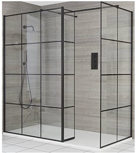 Milano Barq Black Grid Corner Shower Enclosure Return White Tray - 1600mm x 800mm