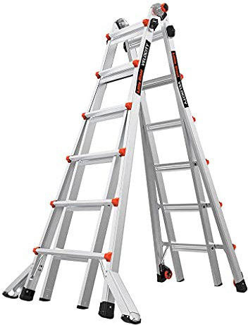 Little Giant Ladders 1304-016 Velocity Series 2 Multi-purpose Ladders, 6 Tread, Heavy-duty Aluminium, Tip n Glide Wheels, EN131