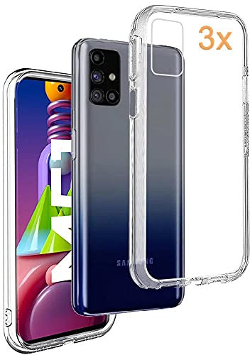 REY Pack 3X Transparent Silikonhülle TPU für Samsung Galaxy M51, Handyhülle Premium Kratzfest TPU Durchsichtige Schutzhülle, Ultradünne 0,33 mm